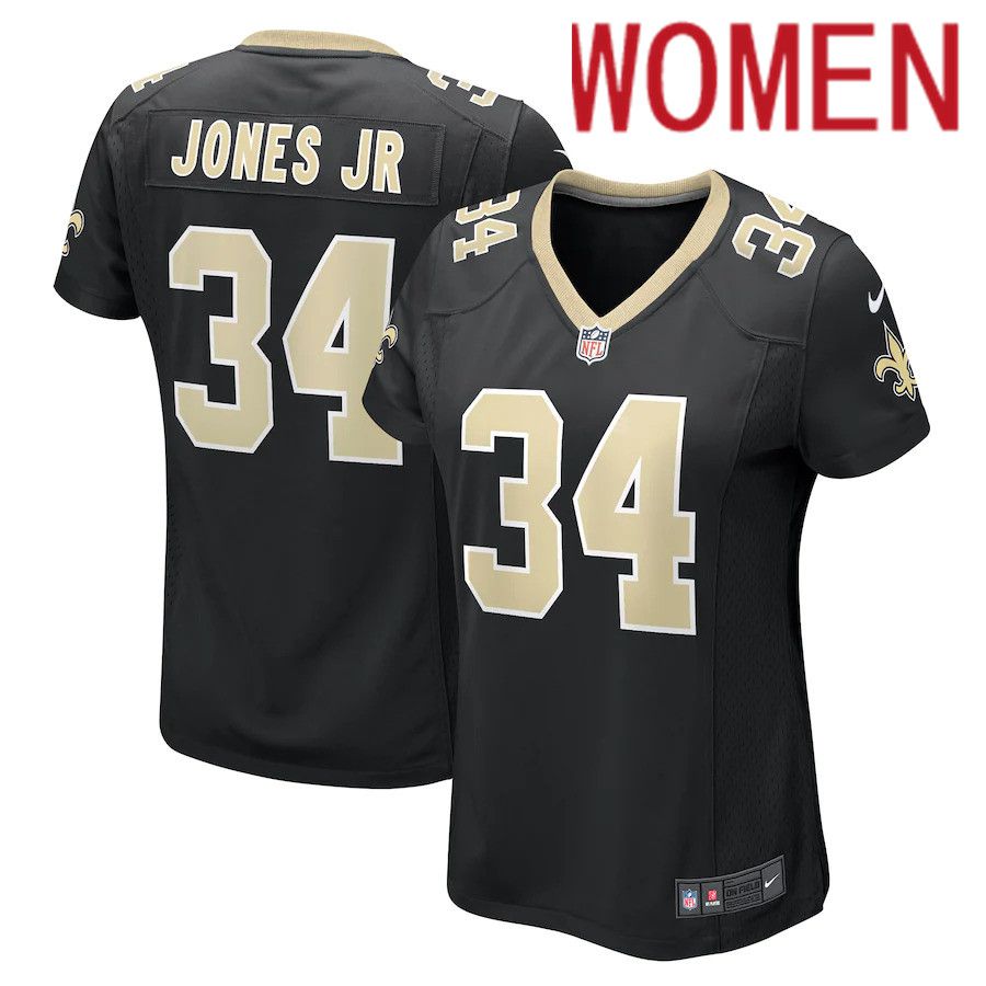 Women New Orleans Saints #34 Tony Jones Jr. Nike Black Player Game NFL Jersey->women nfl jersey->Women Jersey